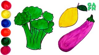 Aprende los colores para niños | Cómo dibujar verduras | Aprender nombres vegetales para niños