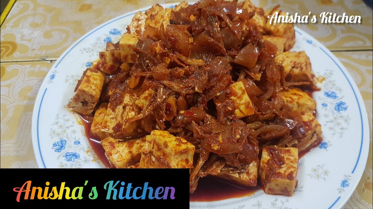 Tofu Nethili (Anchovies) Sambal in Tamil Recipe Tauhu Ikan Bilis