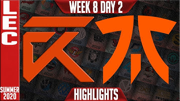XL vs FNC Highlights | LEC Summer 2020 W8D2 | Excel vs Fnatic