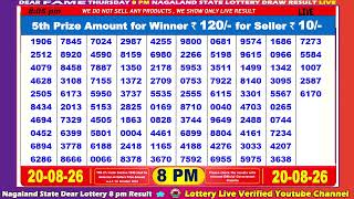 [LIVE] Lottery 8:00 PM Dear Nagaland state lottery live draw result 20.08.2026 | Lottery live screenshot 3