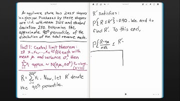 90th Percentile of the sum of random variables using the Central limit theorem.