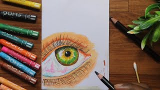 eye drawing with oil pastel