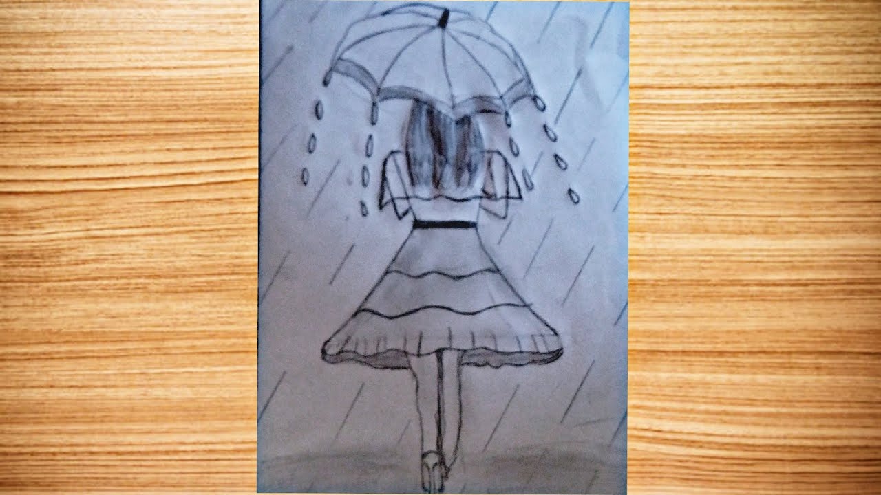 How to draw a girl in rainy day. Step by Step. ‪@levender_blueming