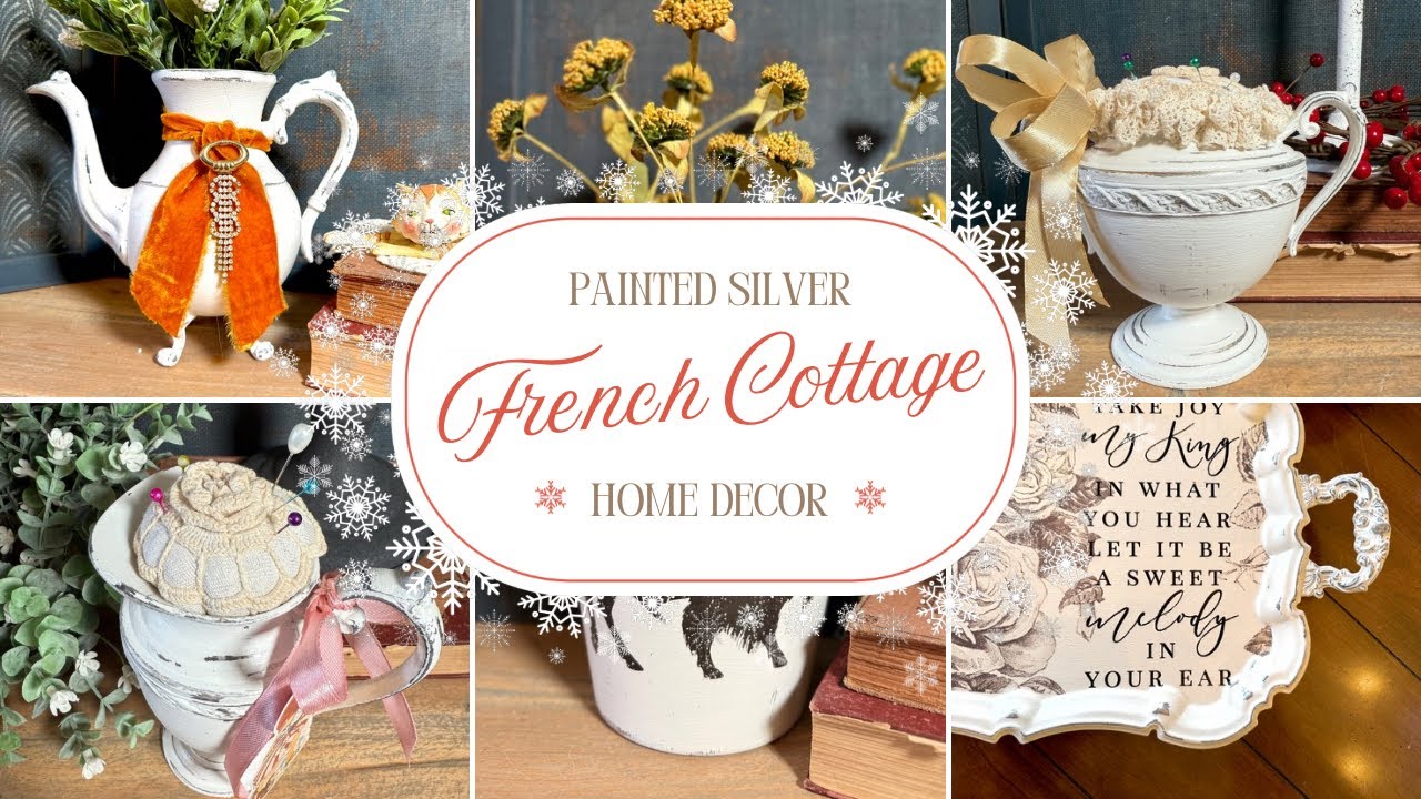 10 French Cottage DIY Home Decor Projects using a Silver Plated Tea Set | Valentine’s & Spring ideas