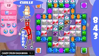 World record in 10 moves Level 843 NO BOOSTERS ✅🔄 Jellyfish™ Passed on First Try™ Combo™ Candy Crus
