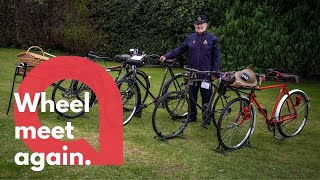Vintage bike fan turns heads in home town by cycling on old bikes in period costume | SWNS