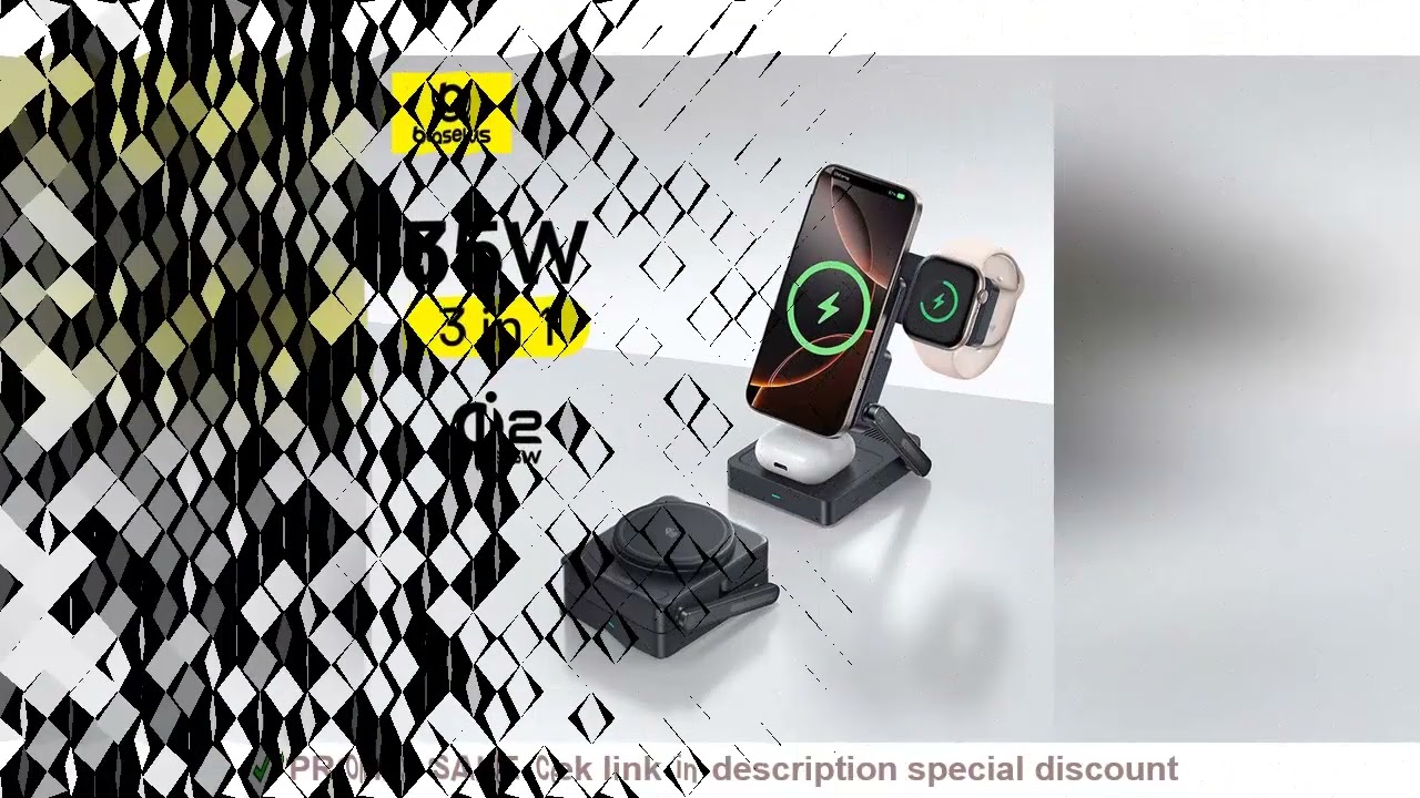 Baseus 3 in 1 Magnetic Wireless Charger Qi2.2 25W Fast Charging For iPhone 17 16 15 Apple Watch Earb