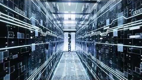 Digitalization of Information Flow Moving Through Rack Servers in Data Center - Footage