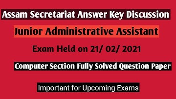 Assam Secretariat JAA Computer Awareness Questions|Computer Section Answer key|Held on 21/02/2021