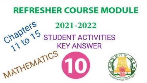 10th maths refresher course module student activities key answer,10th maths student activities
