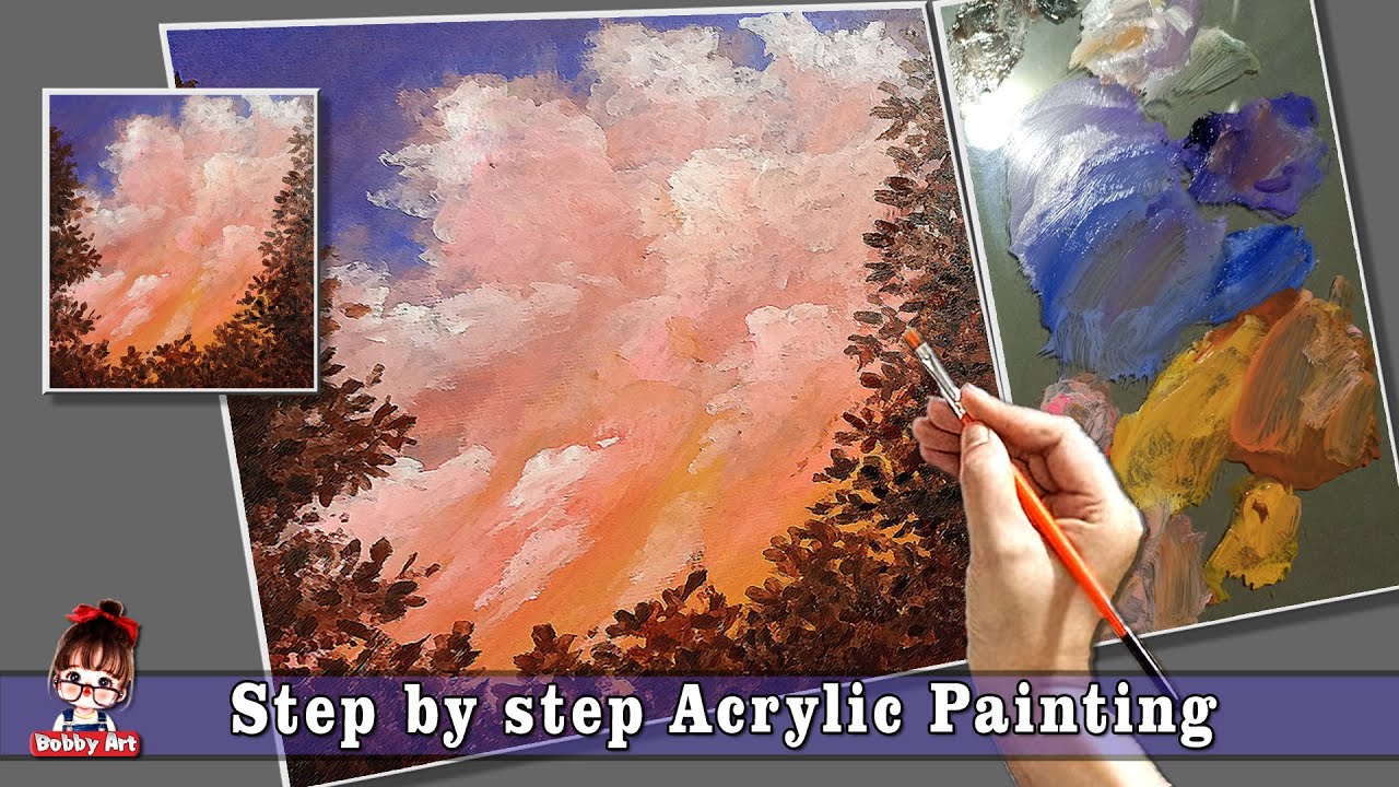 Glowing Sunset Clouds how to paint Painting Clouds acrylic painting