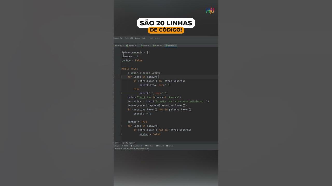 Você sabe criar um Jogo da forca em Python? | #shorts - YouTube