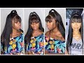 Front Bang With Top Ponytail 😍😍| Straight Lace Front Wig ✂️| ISEE Hair