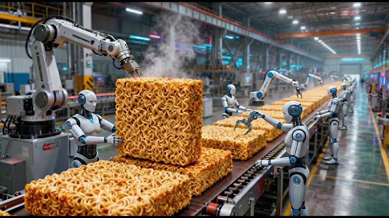 Inside Modern Instant Noodle Factory: From Wheat Grains to Delicious Bowls of Noodles (Full Process)