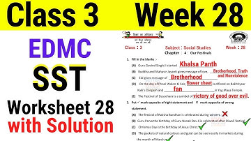 EDMC Class 3 SST Week 28 Worksheet 28 || OUR FESTIVALS || Class 3rd worksheet 28 Solution
