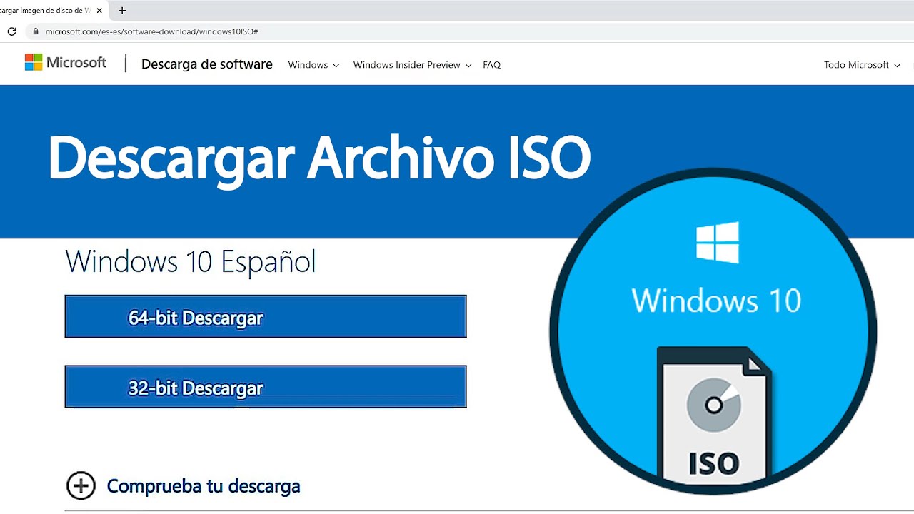 pase a ver cerca Mujer joven Descargar Windows 10 ISO 2023 | 32 O 64 bits Home y PRO ORIGINAL desde  Microsoft 💻⚡ USB - YouTube