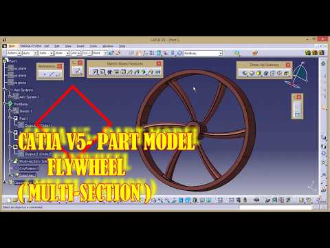 multi section solid in catia v5- flywheel