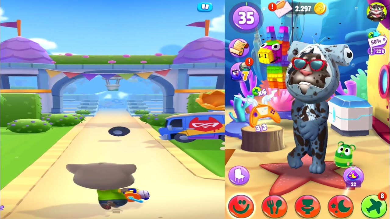 My Talking Tom 2 (Treasure Reef Event) vs Talking Tom Blast Park (iOS
