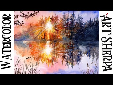 Moody Lake Easy How to Paint Watercolor Step by step | The Art Sherpa