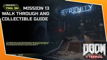 DOOM ETERNAL | MISSION 13 - FINAL SIN | WALK THROUGH AND COLLECTIBLE GUIDE | PC
