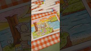 color with me bobbie goods postcard book 🎨🌅 satisfying coloring #bobbiegoods #colorwithme