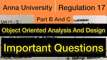 Object Oriented Analysis And Design | Important Questions | Anna University | Tamil