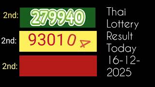 Thai Lottery Result 16 12 2025 Today Thailand
