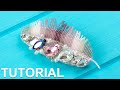 Feather Brooch embroidered with seed beads and crystals / Tutorial / DIY
