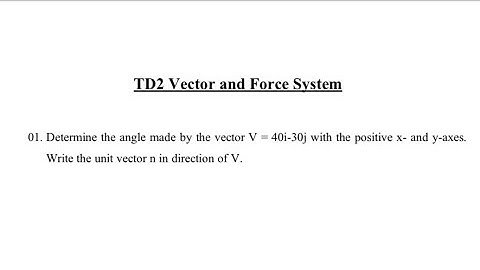 01​. Determine the angle made by vector V = 40i-30j