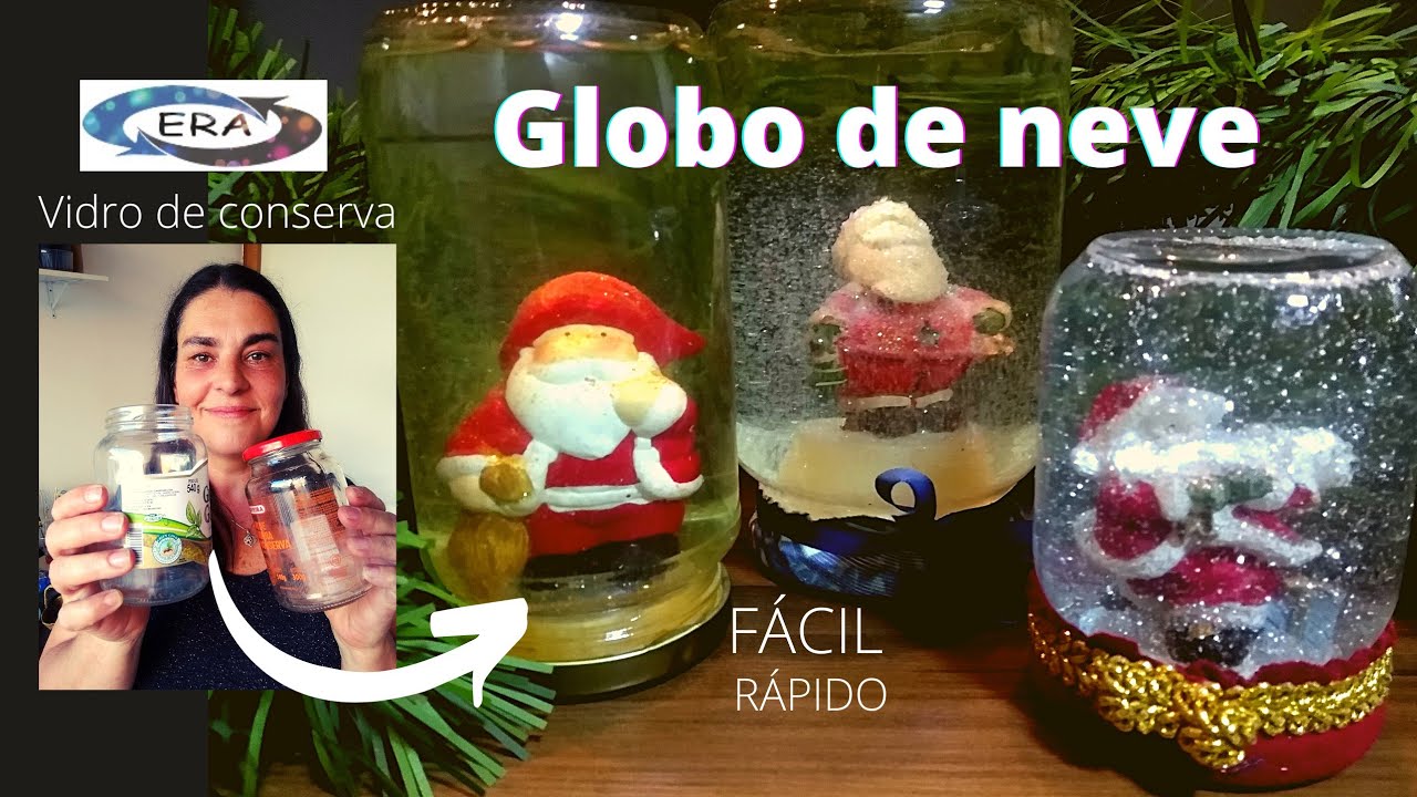 Globo de neve / Pote da calma - Reutilização de vidros de conserva - Fácil, rápido e barato