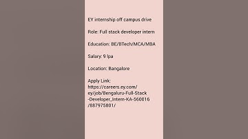 EY hiring Full Stack developer intern|#fullstackdeveloper #internship #jobsuccesspoint4u #shortsfeed