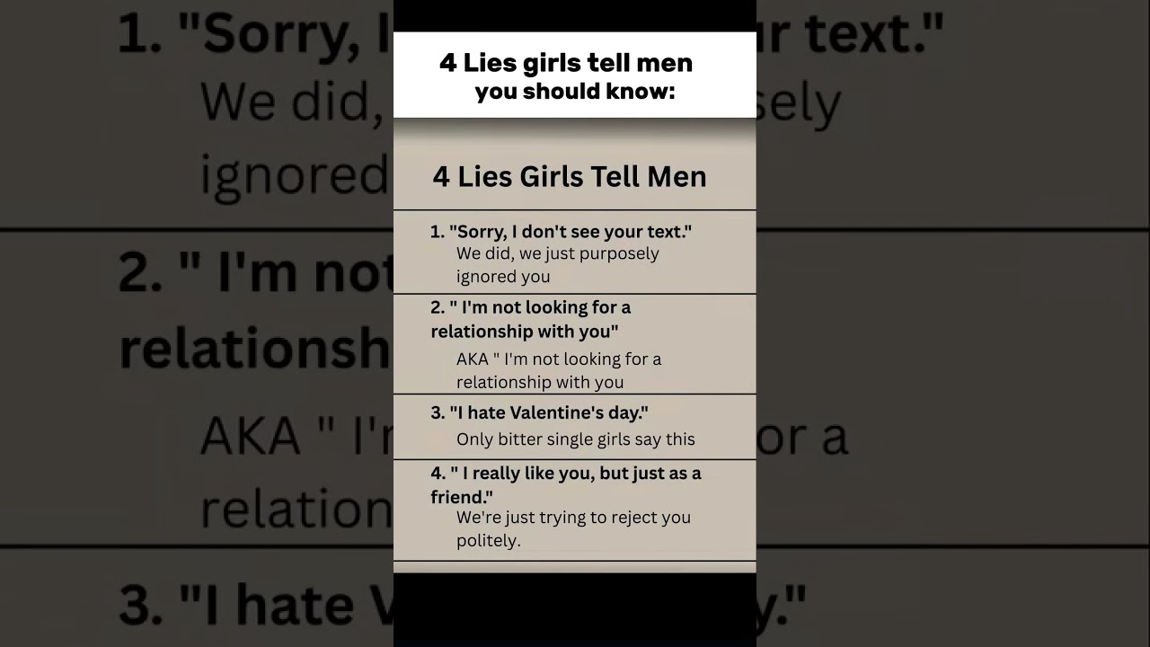 4 Lies Girls Tell Men You Should Know 