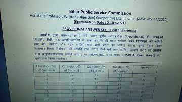 bpsc assistant professor official answer key| answer key bpsc civil engineeing | answer key official