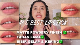 TOP 5 BEST LIPSTICK MATTE YANG TAHAN LAMA DI BIBIRKU PAKAI MAKAN BERMINYAK 🙌🏻🫣 | Maria Soelisty