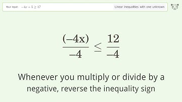 Solving Linear Inequalities: -4x+5 is Greater Than or Equal to 17