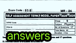 9th class sa2 physical science question paper and answers key self assessment term 2 model paper 1
