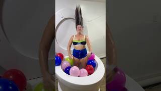 Strange Crazy Face Lady In The Giant Toilet With Hair Flip #Shorts