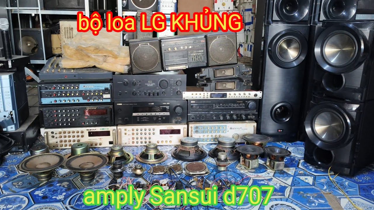 Bộ loa LG khủng, amply ve chai, amply Sansui d707, cassette national và rất nhiều loa xịn sò.