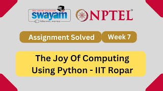 The Joy of Computing using Python WEEK 7 || NPTEL Quiz Assignment answers 2023