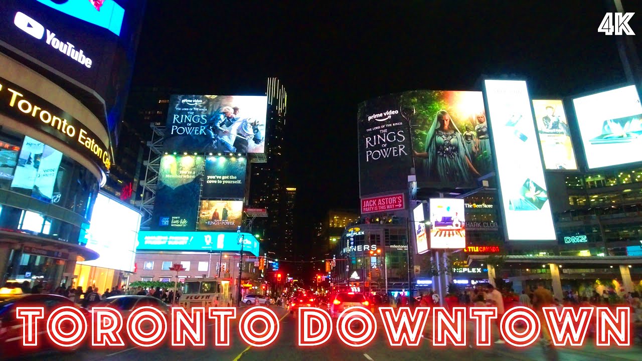 Toronto Downtown, Driving Yonge Street on Friday Night - YouTube