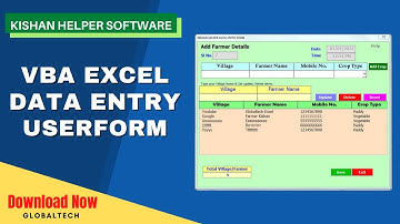 Globaltech excel| Kishan Helper | Advance video VBA Excel | Data Entry Form