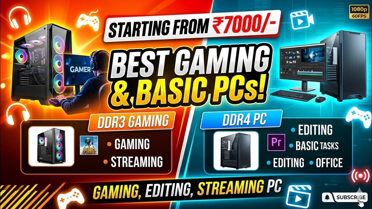 BEST GAMING AND BASIC PCS IN DDR3 AND DDR4 || STARTING FROM RS7000 ...