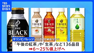 キリン「午後の紅茶」など値上げへ　10月から136品目　6％～25％｜TBS NEWS DIG