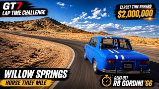 GT7 Lap Time Challenge | Willow Springs Horse Thief Mile | Renault R8 Gordini ’66 | #gt7 