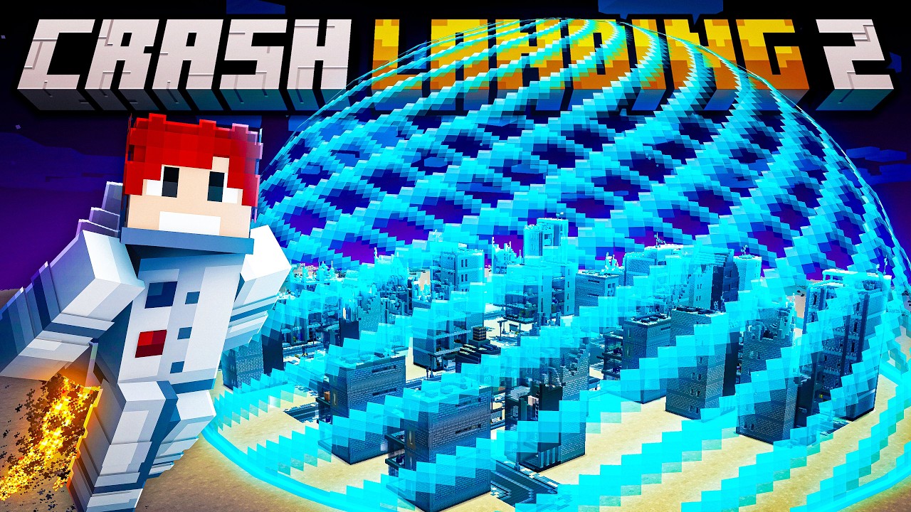 CRIEI UMA BARREIRA ANTI MONSTROS NO MINECRAFT - Crash Landing 30