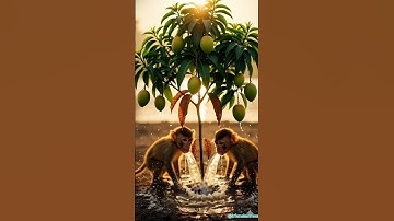 The monkey saved the mango tree from drying up by giving it water 😭 #ai #tree #save #plants #water