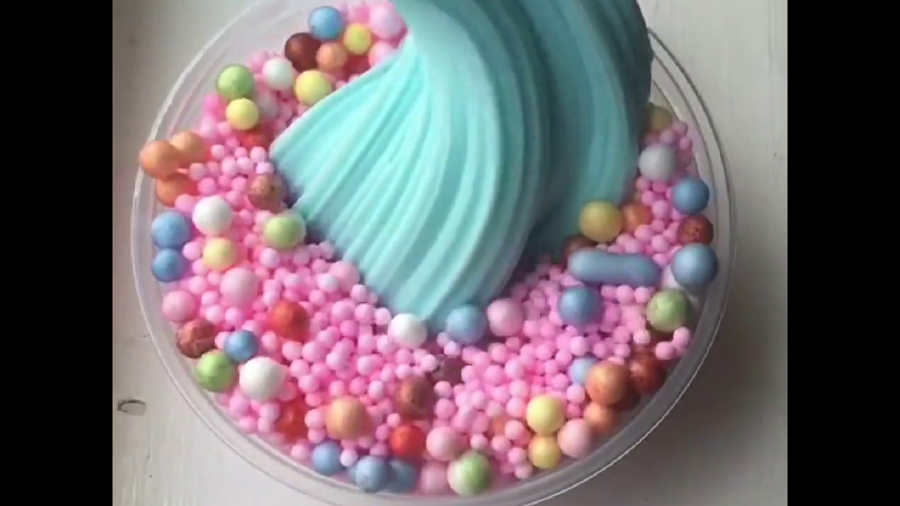Satisfying slime mixing with foam balls ASMR YouTube