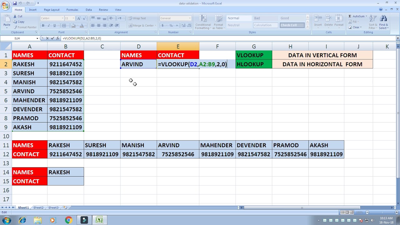 Vlookup and Hlookup Simple Way use in Ms Excel in Hindi | Vlookup and ...