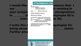 Excuse Letter for Being Absent in Work due to an Important Matter
