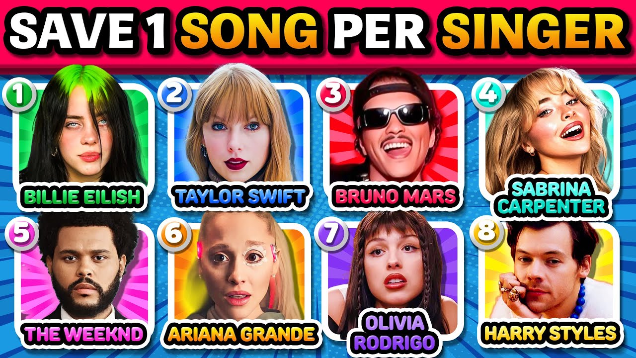 Singer One Song SAVE 1 SONG PER SINGER 🎤🎶 Most Popular Singers & Bands (8 Songs Each ...